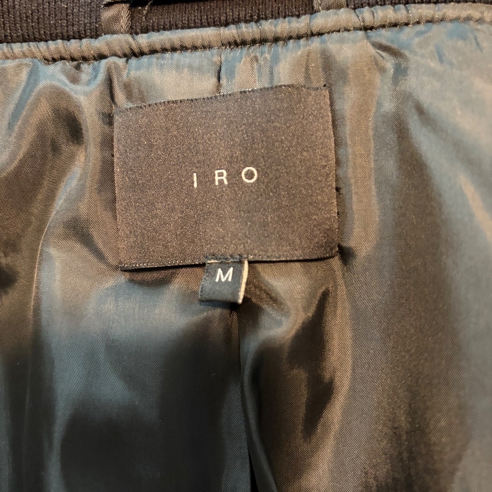 IRO Mens Distressed Bomber Jacket Black Camo Size Medium - Brand New - Picture 5 of 5